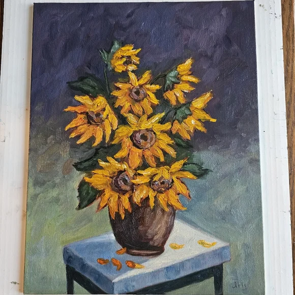Abstract Still Life oil Painting of Sunflowers